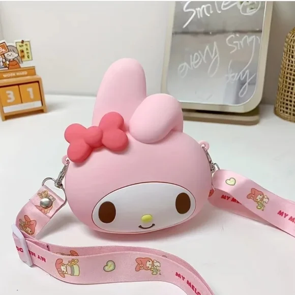 NWT! Sanrio My Melody Light Pink Trendy Kawaii Silicone Crossbody Purse NEW - Picture 6 of 7